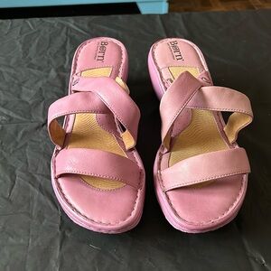 Born Hand Crafted Pink Leather Slip On Sandals,9